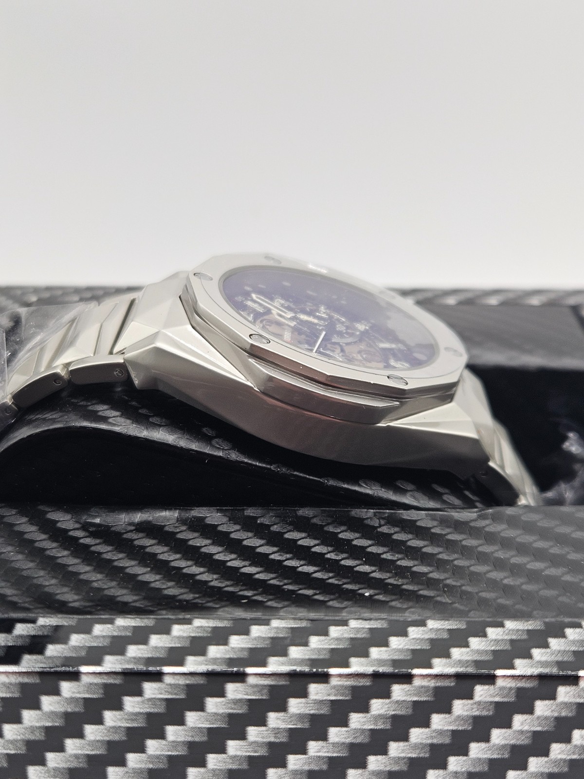 Men’s Stainless Steel Skeleton Automatic Watch – Brushed Finish – New in Box