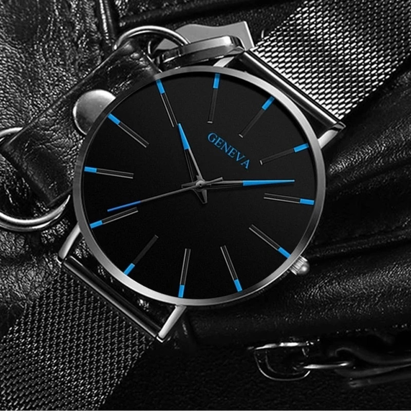 Minimalist Men’s Ultra Thin Quartz Watch with Mesh Strap – Business Style