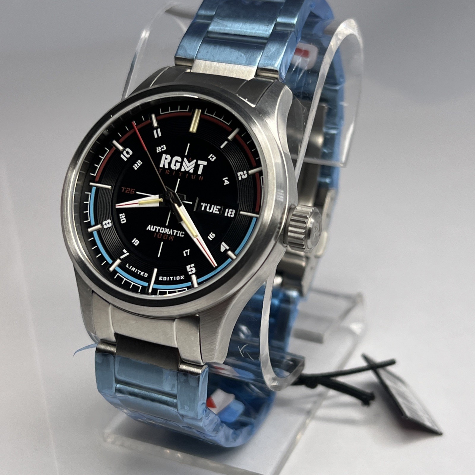 40mm Steel RGMT Tactician Tritium Automatic Limited Ed Date Watch w/ Box Papers