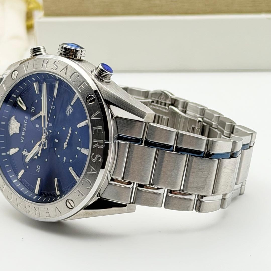 Versace V-Chrono VEHB00519 Blue Date Working Men’s Quartz Watch Authentic Boxed