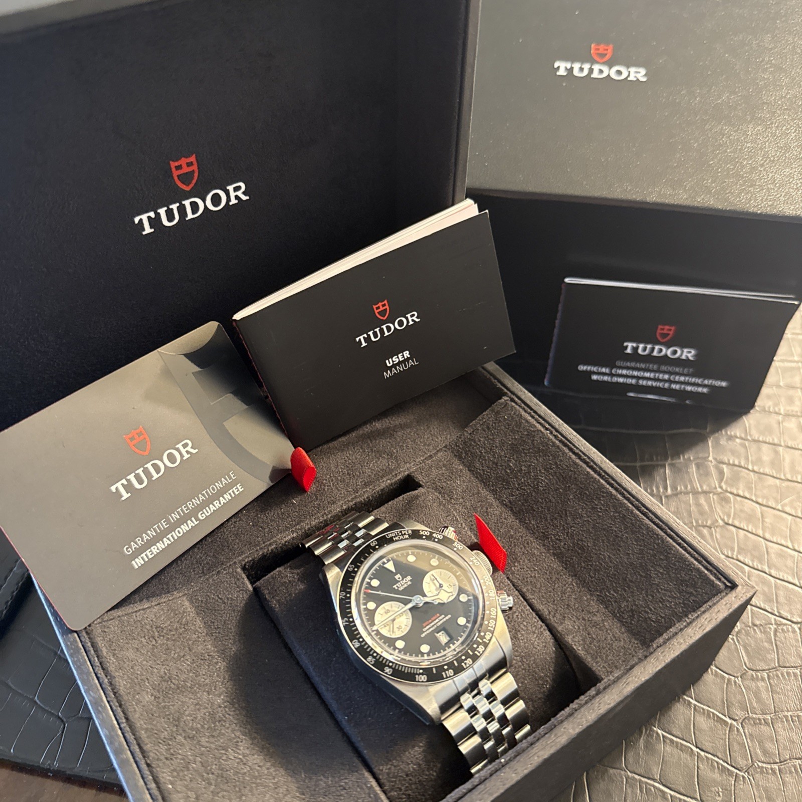7/7/2026 TUDOR Black Bay Chrono Panda Dial 41mm Auto SS Bracelet B&P full kit