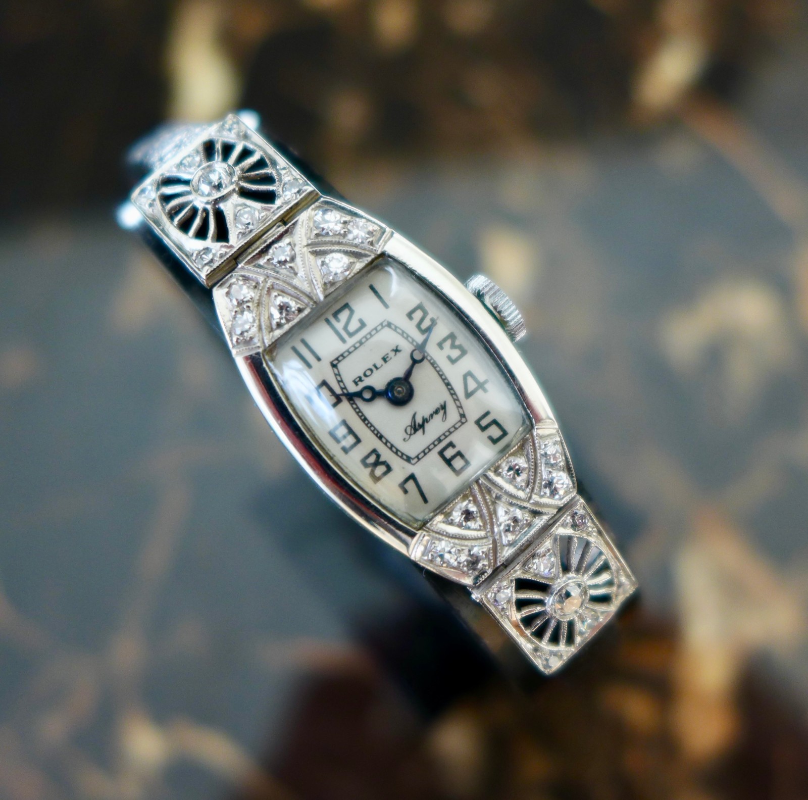 A BEAUTIFUL LADIES ROLEX ASPREY ANTIQUE 1920s ART-DECO WATCH 18k GOLD & DIAMONDS