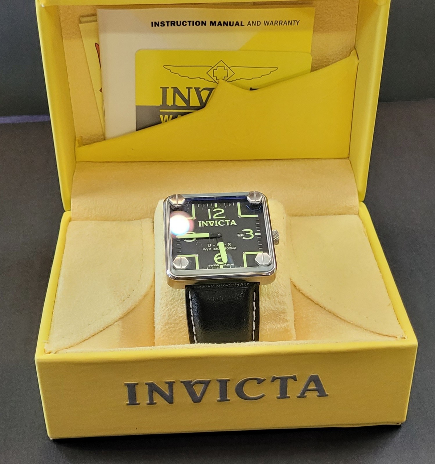 Invicta Men’s Military Square Leather Watch 4228