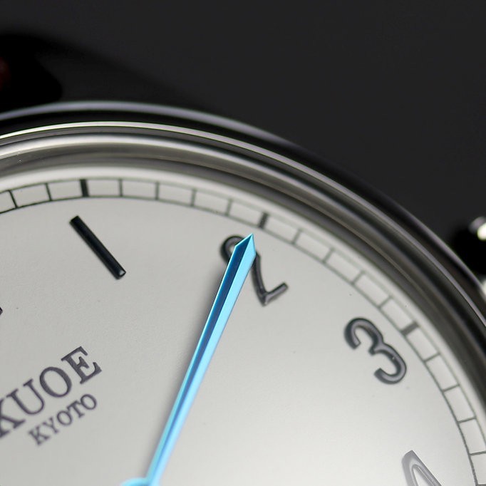 KUOE KYOTO Quartz Watch OLD SMITH 90-001 Black Band Cream Dial Blue Needle 35mm