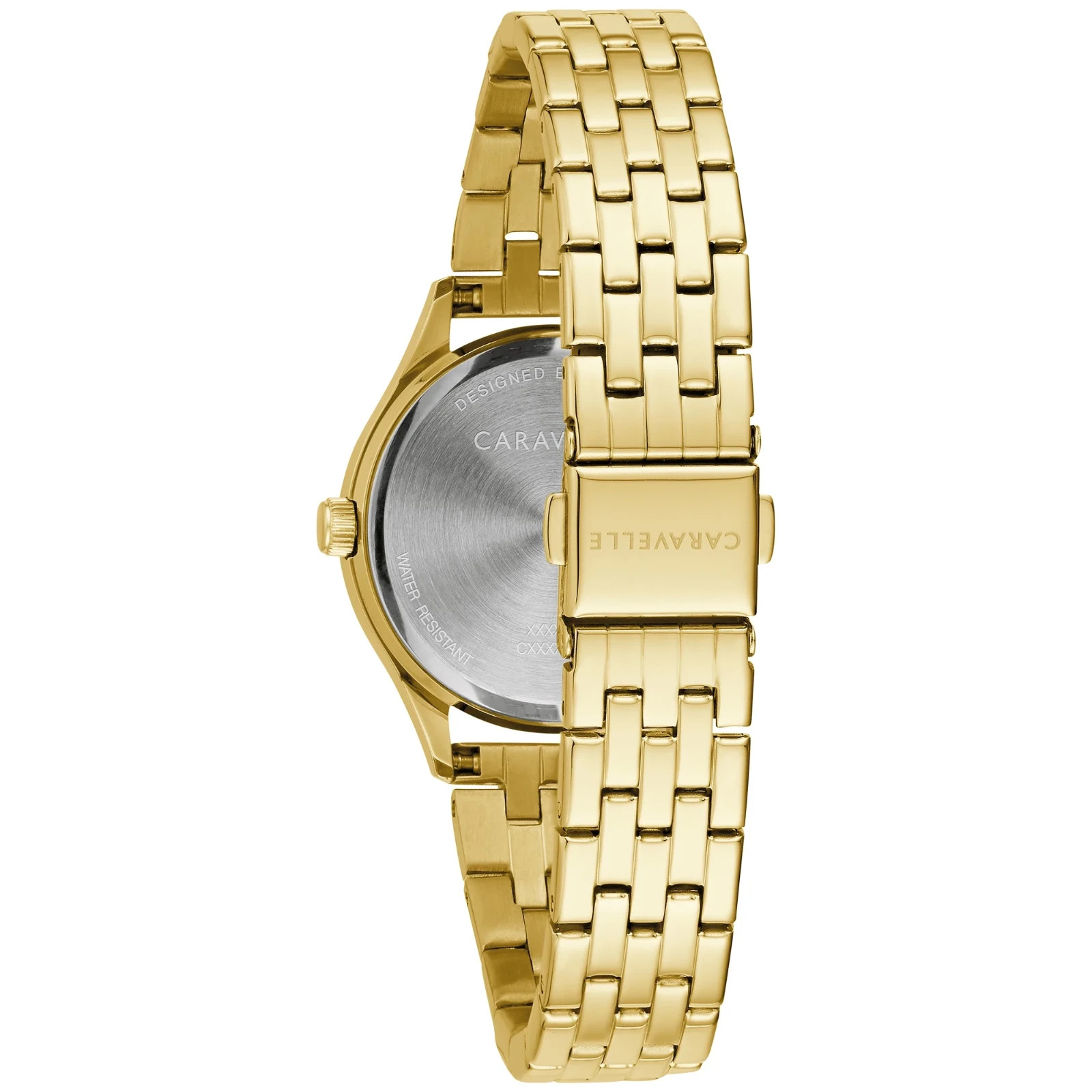 Caravelle by Bulova Womens Crystal Accent Gold Tone Stainless 44X101