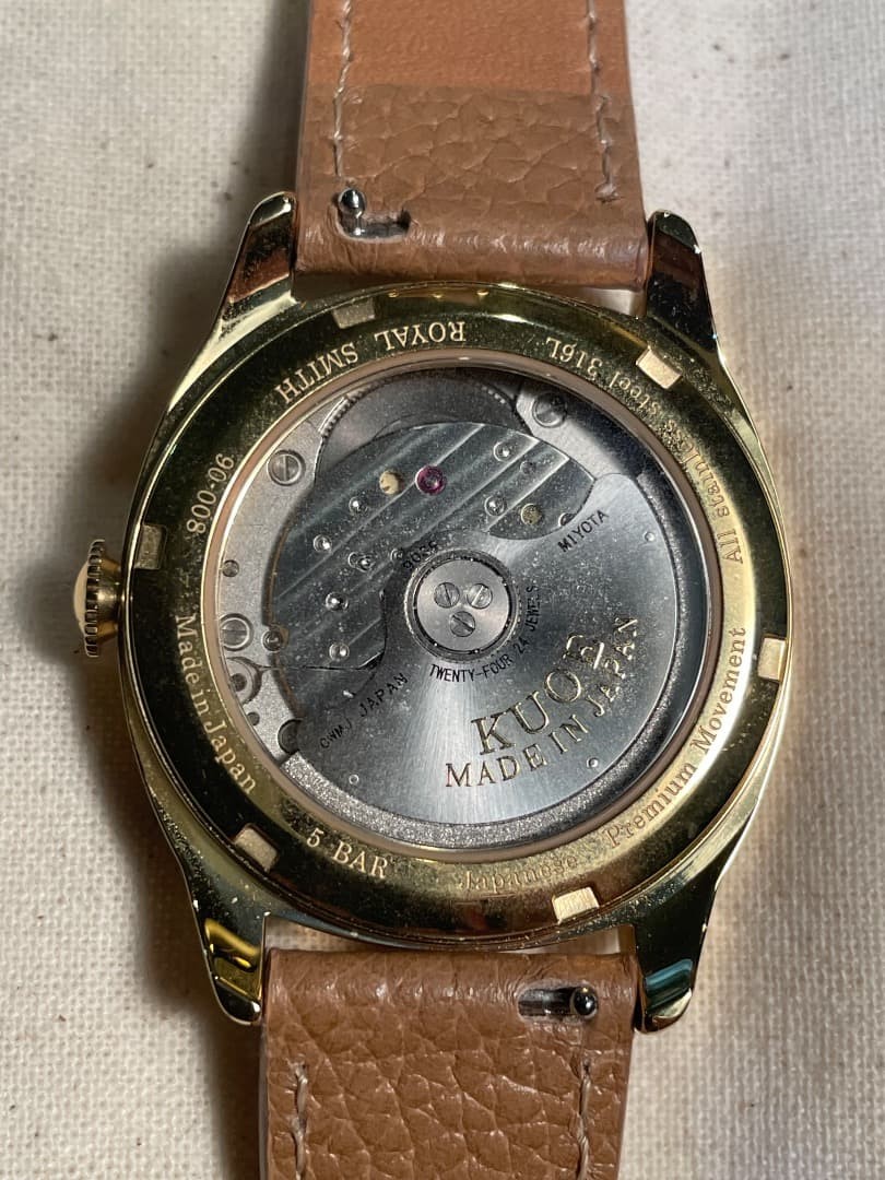 KUOE Kyoto Royal Smith 90-008 Automatic Watch Champagne Dial Beige & Black Strap