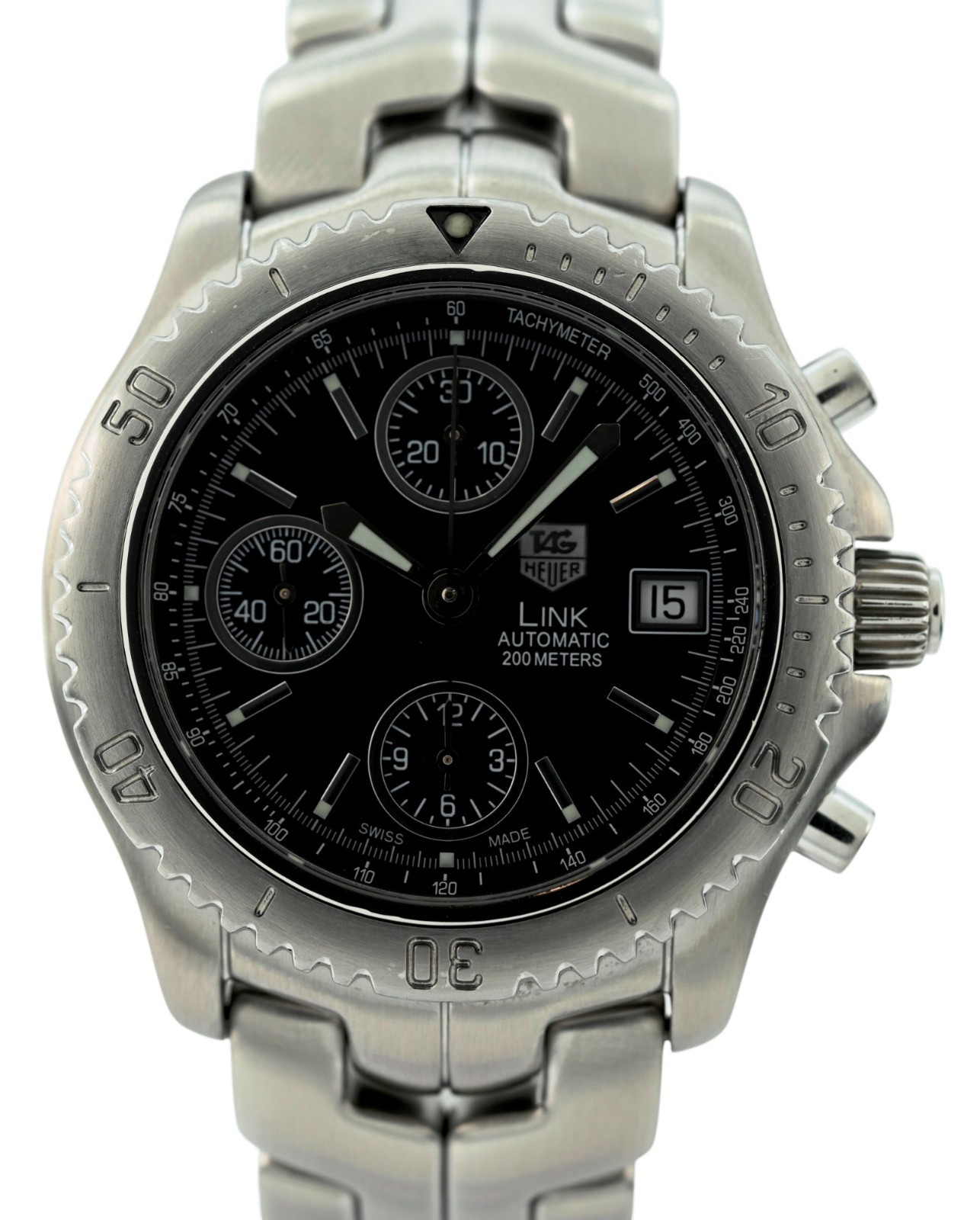 Tag Heuer 42mm Men’s Link Automatic Chronograph Black Dial Watch! Ref: CT2111!