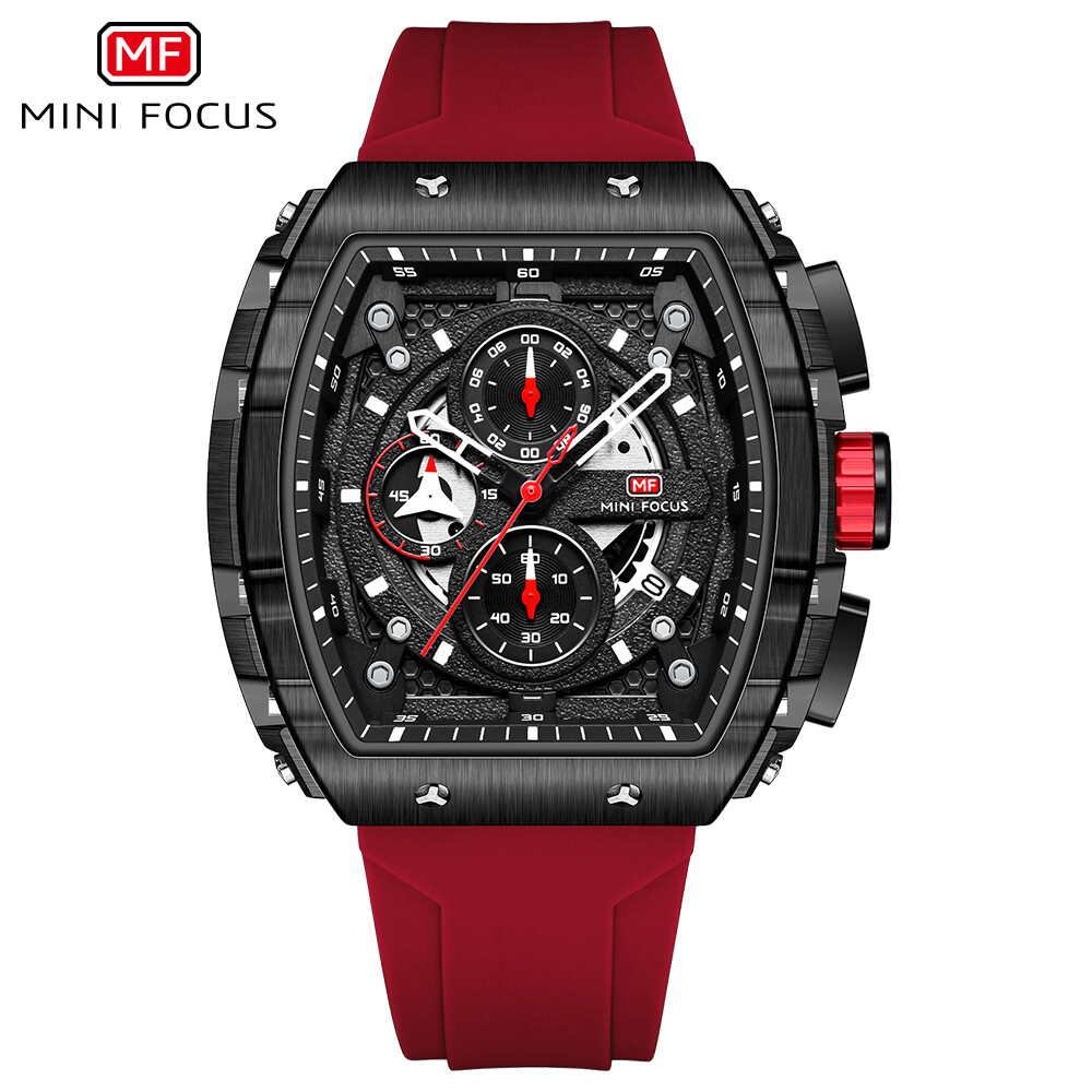 MINI FOCUS Men Watch Silicone Rectangle Date Wristwatch Military Boy Sport Watch