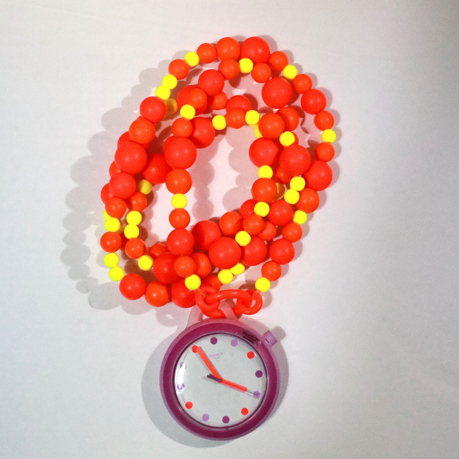 Swatch POPALICIOUS BEADS PNP100N Pop Swatch Necklace+PInk Band Watch Purple