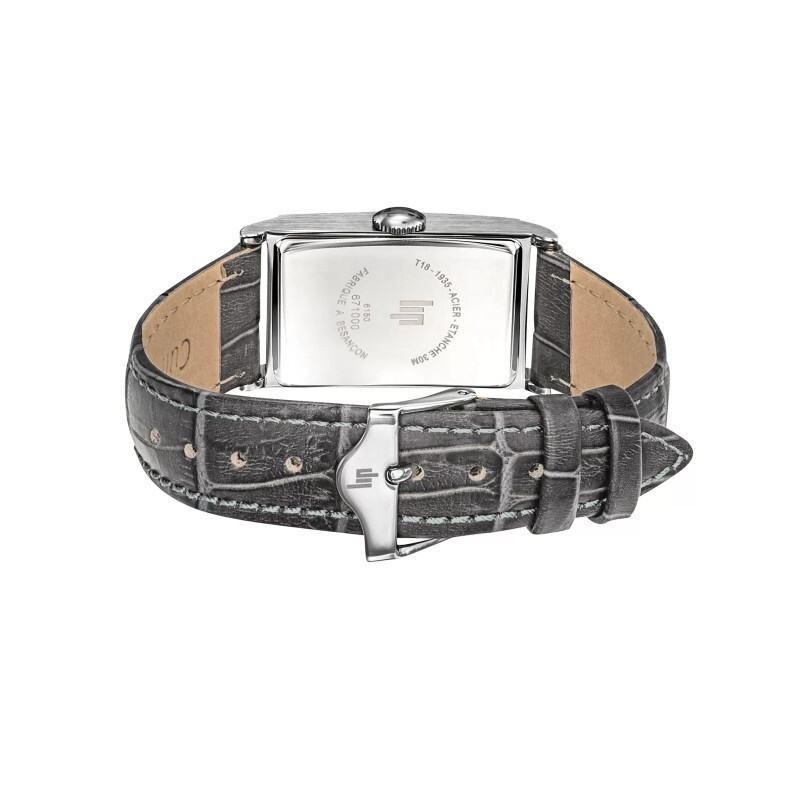 Lip Churchill T18 671000 Mens Gray Leather Strap Analog Dial Quartz Watch 38.5mm
