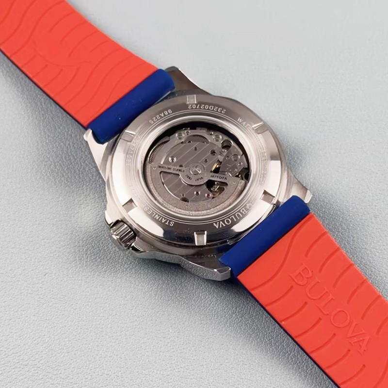 Bulova Marine Star A 98A225 Automatic Men’s Watch White Dial Rubber Strap 45mm