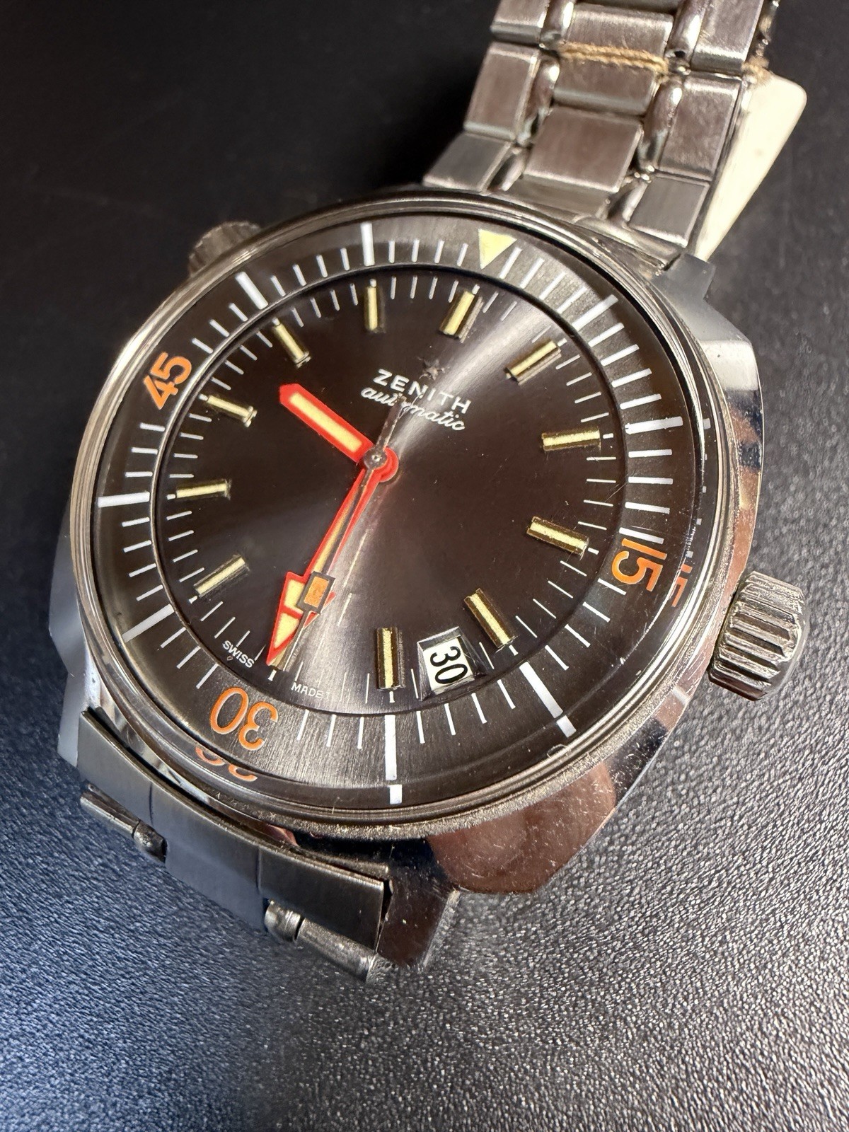 ZENITH Super Sub Sea A3635 Diver Automatic Gay Brothers Vintage 1970 Near NOS