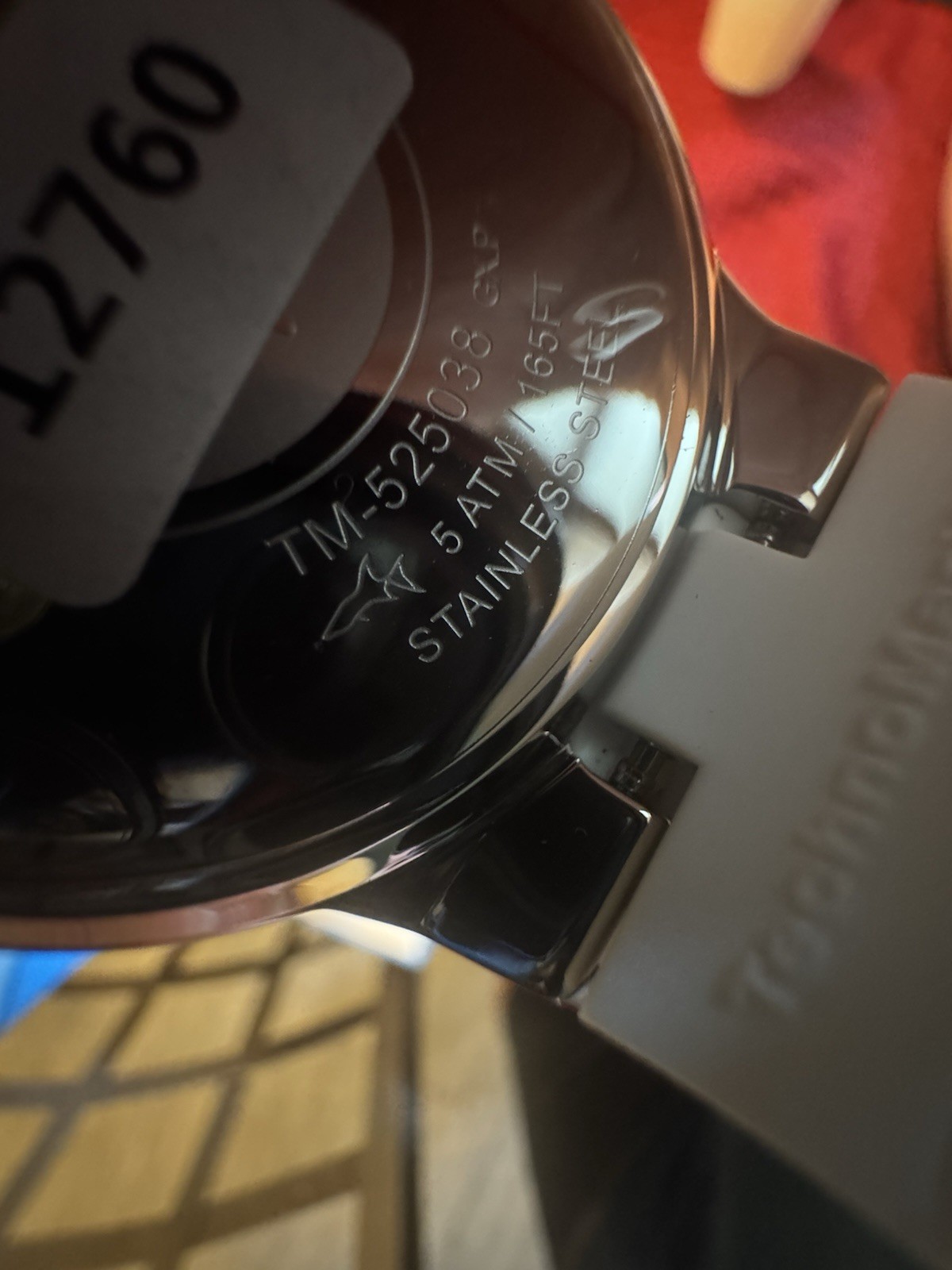 TechnoMarine Chronograph Quartz 50m Silver/Black Dial White Rubber 45mm