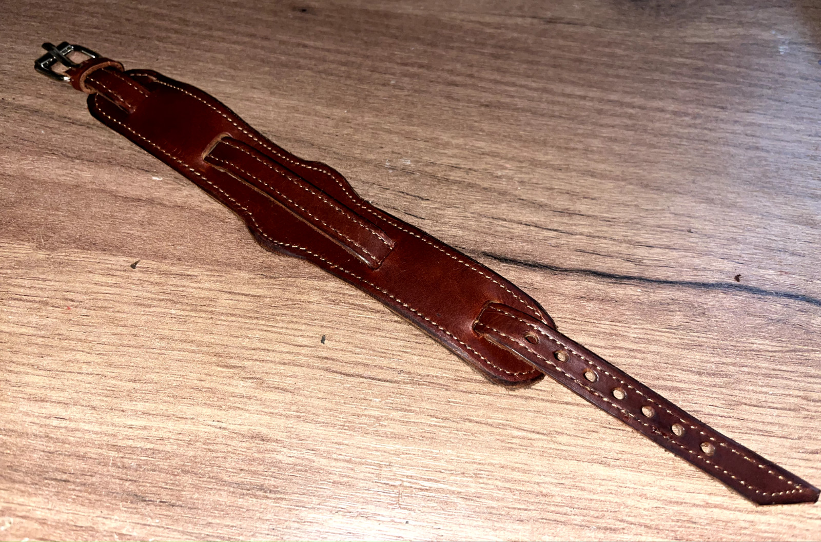 10mm handmade military WW1 WW2 trench watch real oil leather bund strap band