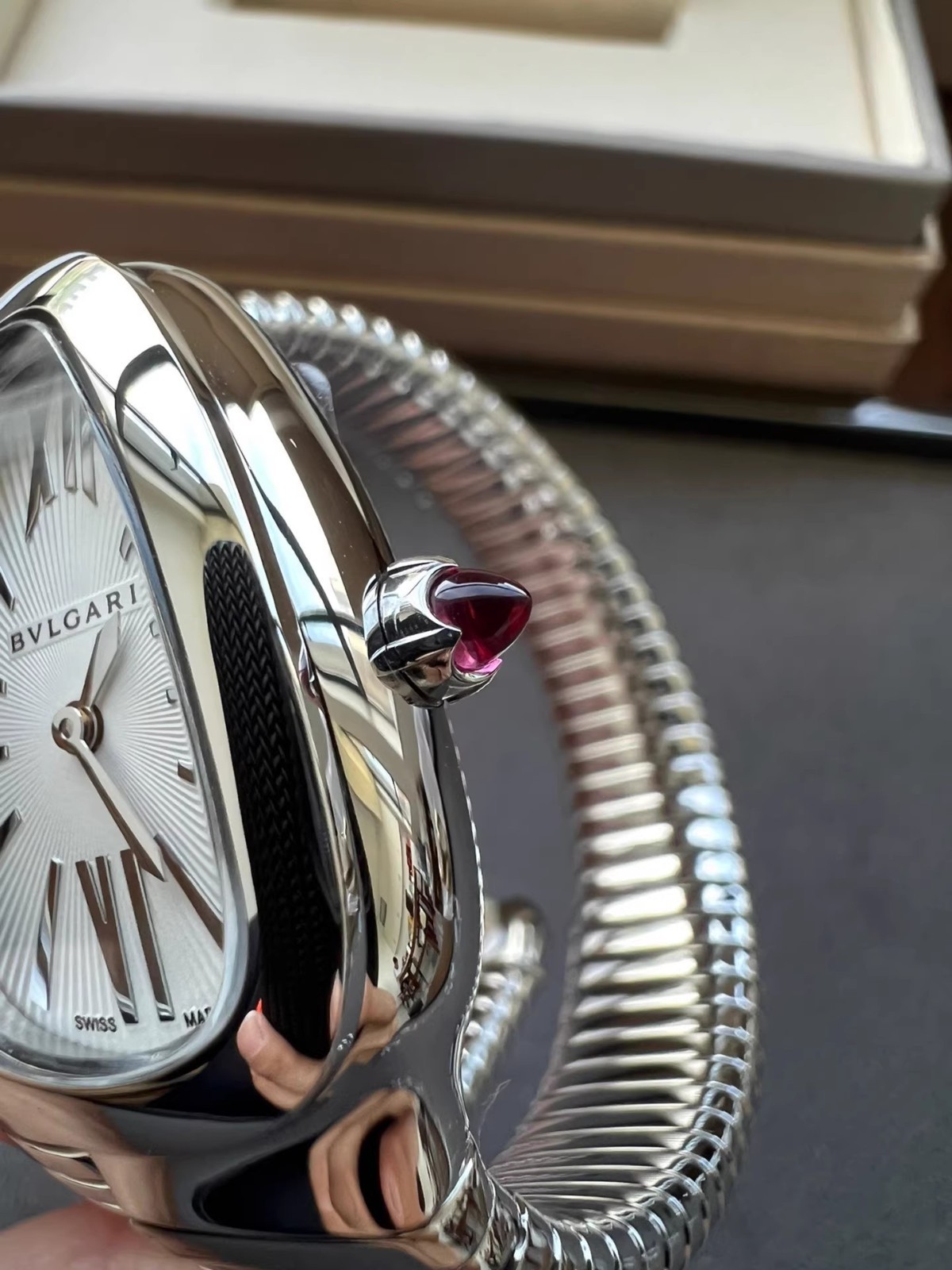 Bu lgari Serpenti Spiga Silver Watch – Women’s Quartz Movement Watch