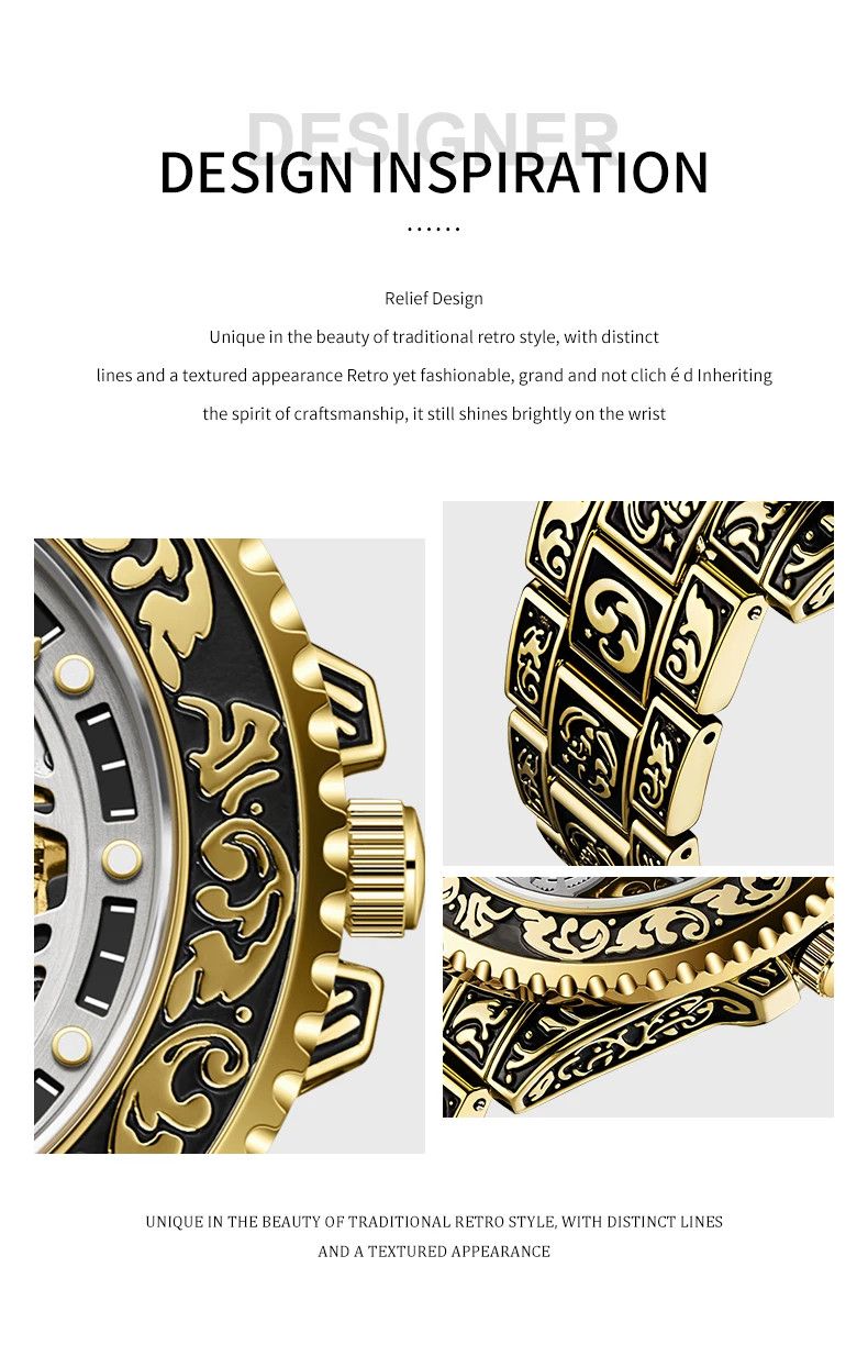 Automatic Mechanical Watch For Men Retro Luminous Stainless Steel Strap Reloj