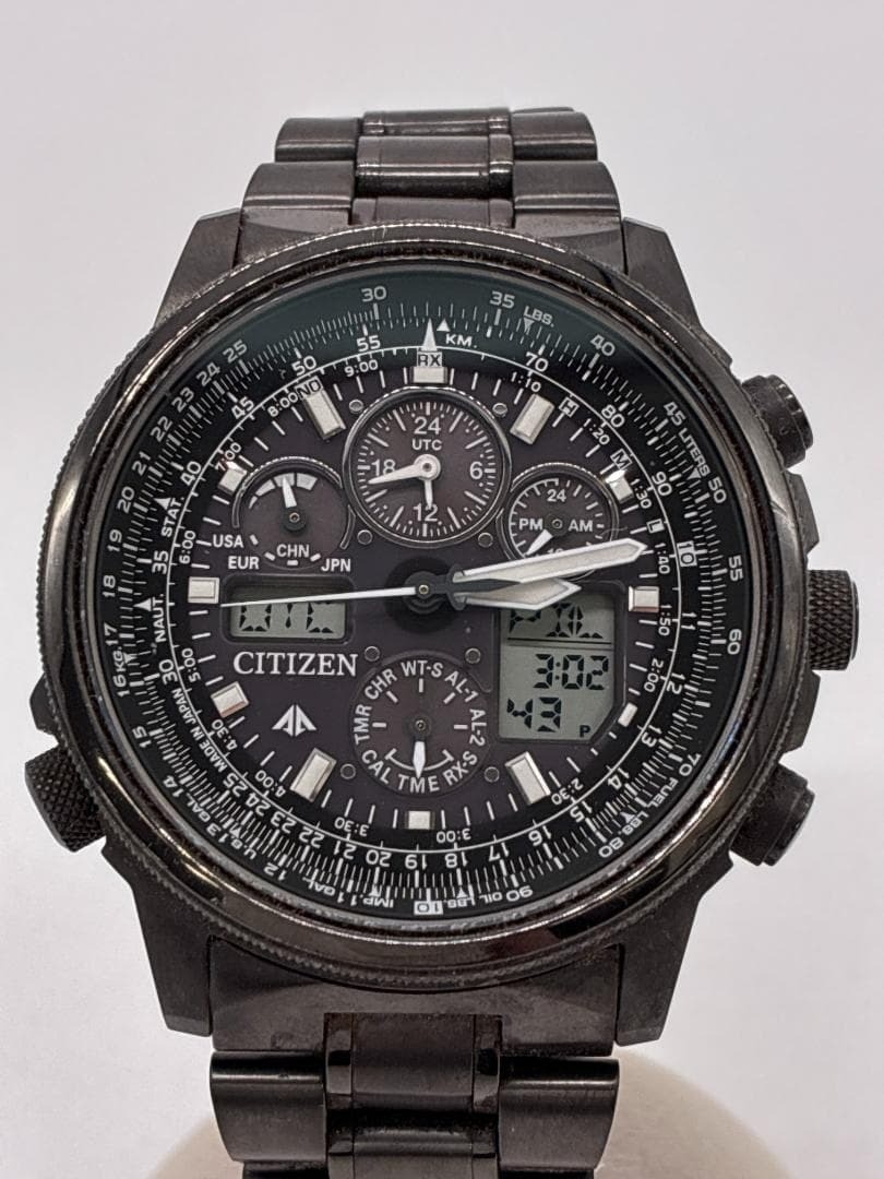 Working CITIZEN Eco Drive U680 T01969 Chronograph Solar Radio Wave Men’s Watch W