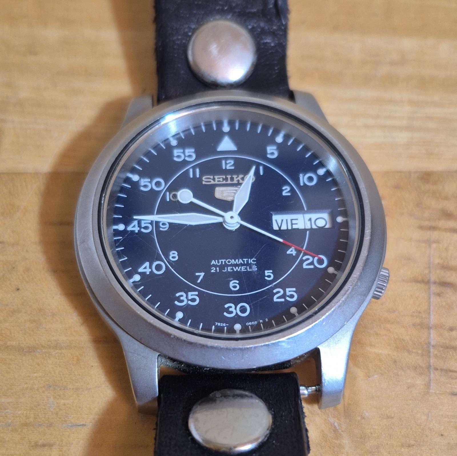 Seiko 5 Automatic 21 Jewels Military Matte Blue Field Pilot Watch 7S26-02J0