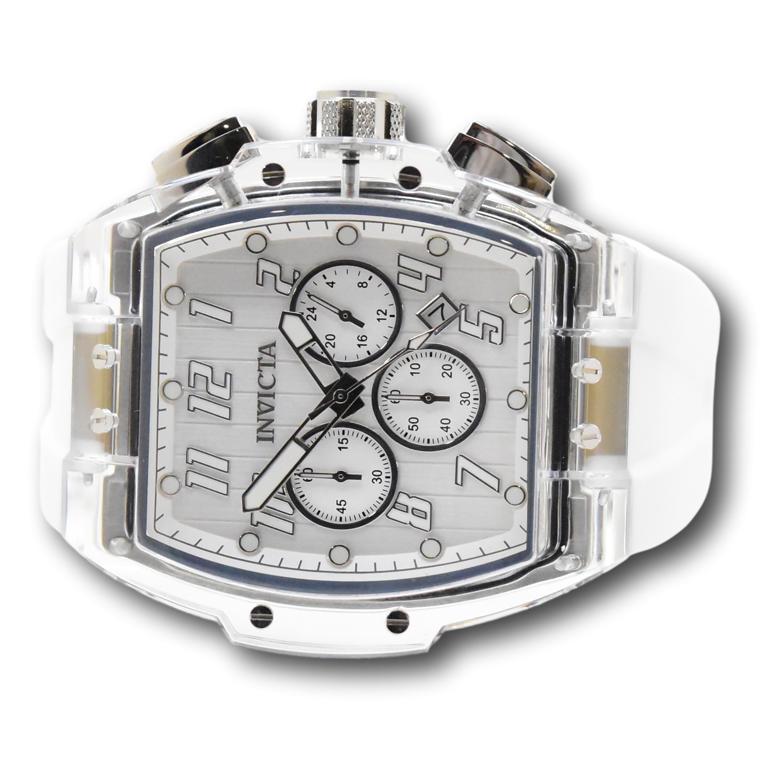 Invicta S1 Rally Crystal Chronograph Men’s 47mm Clear Case White Watch 45481