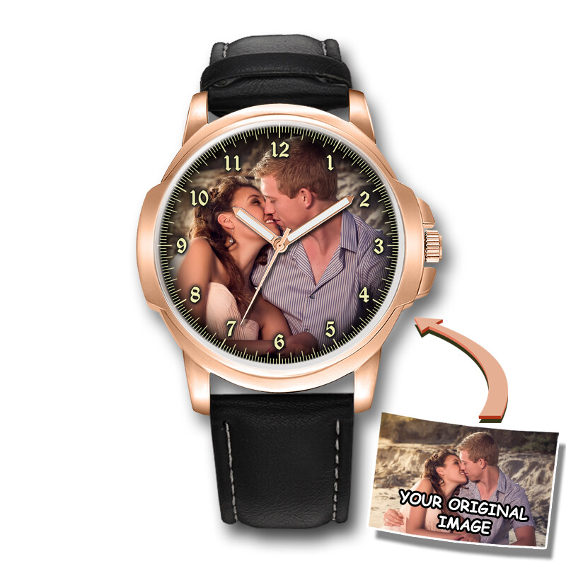 PERSONALISED ENGRAVED GENTS MEN’S PHOTO WRIST WATCH BIRTHDAY BEST GIFT