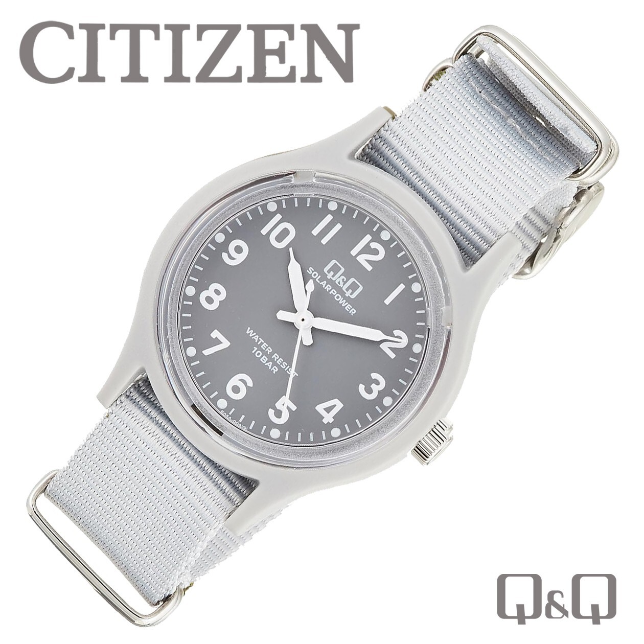 CITIZEN Q&Q Solar Powered Watch Water Resistant 100m (10ATM) NATO Strap