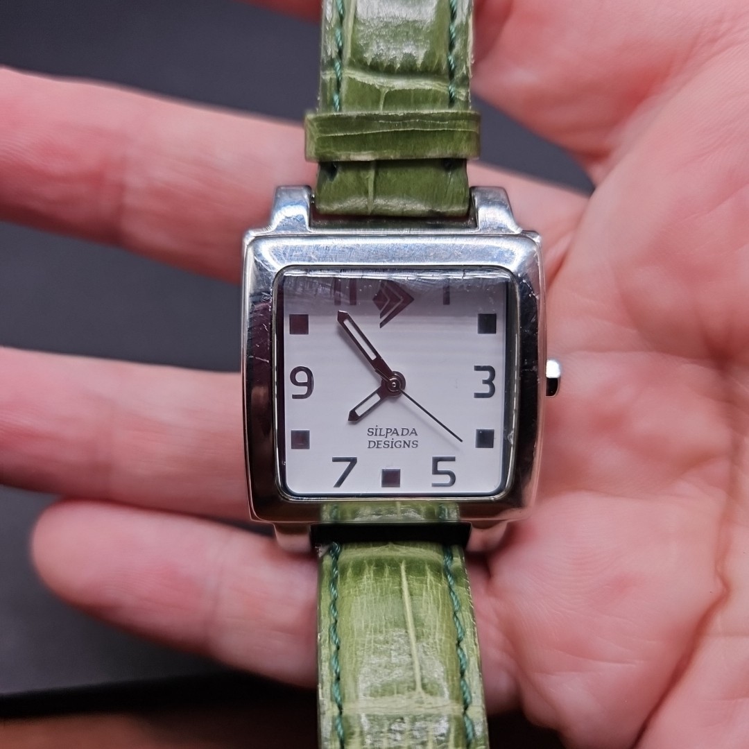 Vintage Silpada Designs White Dial Silver Green Band Strap Ladies Watch
