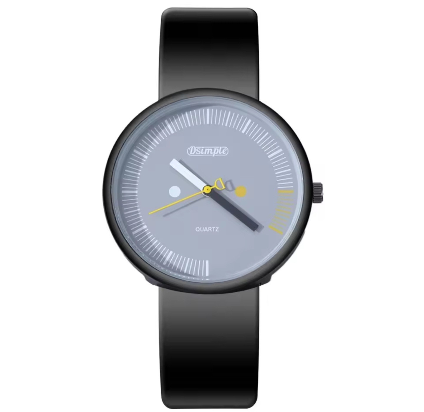 New Men’s Watch 40mm Black Matte Case Gray Dial Silicone Strap Modern Design