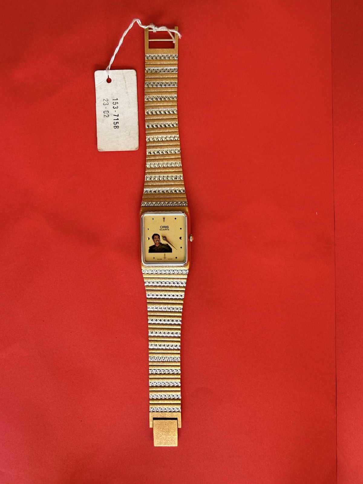 SWISS ORIS President Saddam Hussein Iraq Photo Dial Watch BOX NEW Size R4