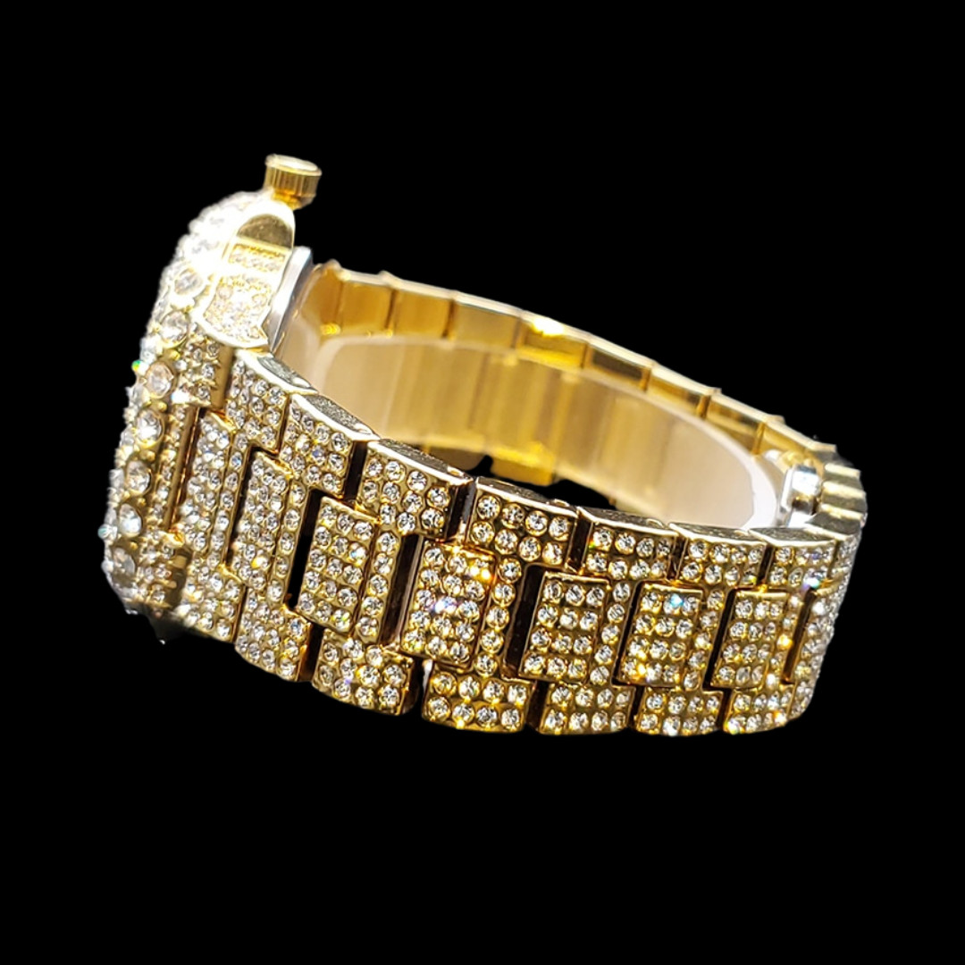 Full Ice Date Special Minute Hand Iced Out Diamond Watch, Men Hip Hop Watch