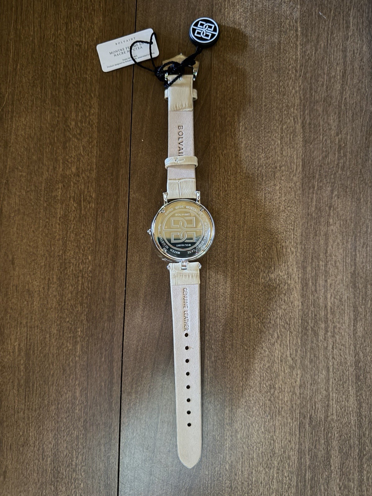 Bolvaint Women’s Dress Quartz Watch Mother of Pearl Dial Beige Leather Strap