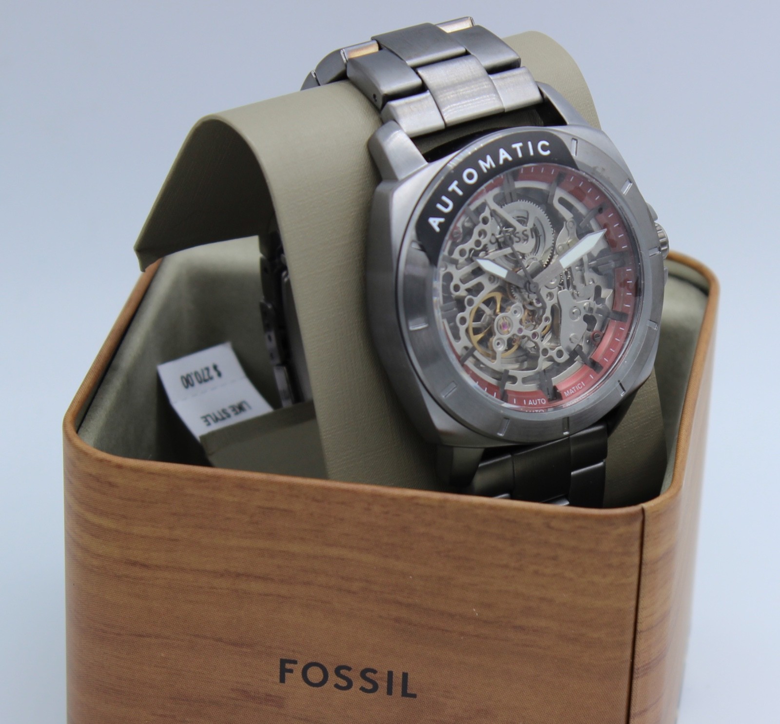 NEW AUTHENTIC FOSSIL PRIVATEER AUTOMATIC SKELETON GUNMETAL BQ2898 MEN’S WATCH