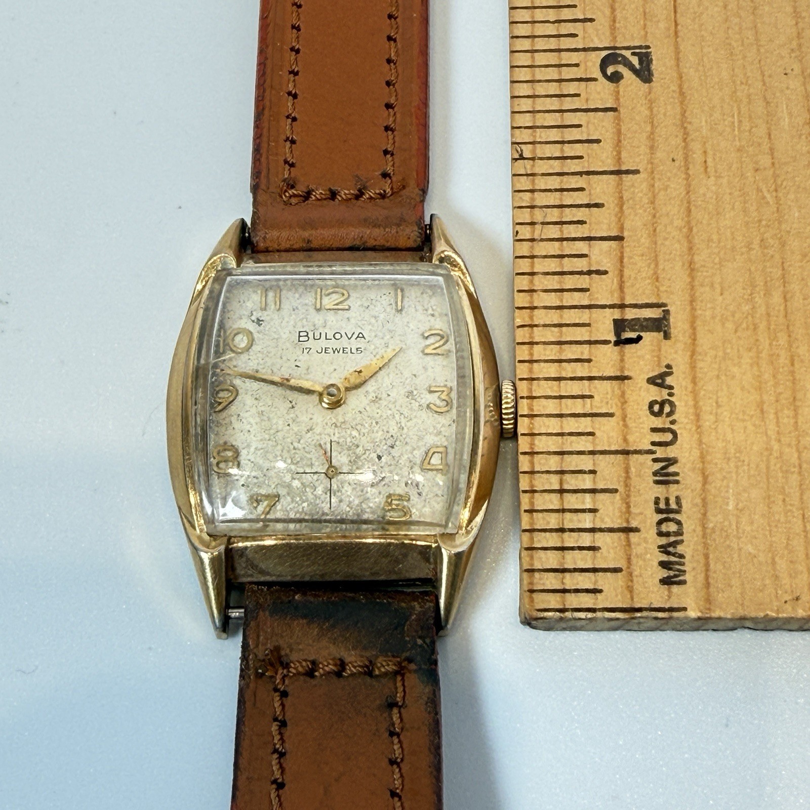 Vintage Bulova Watch Mechanical 17 Jewels 11 AF Swiss Deco Style Wind Up Runs