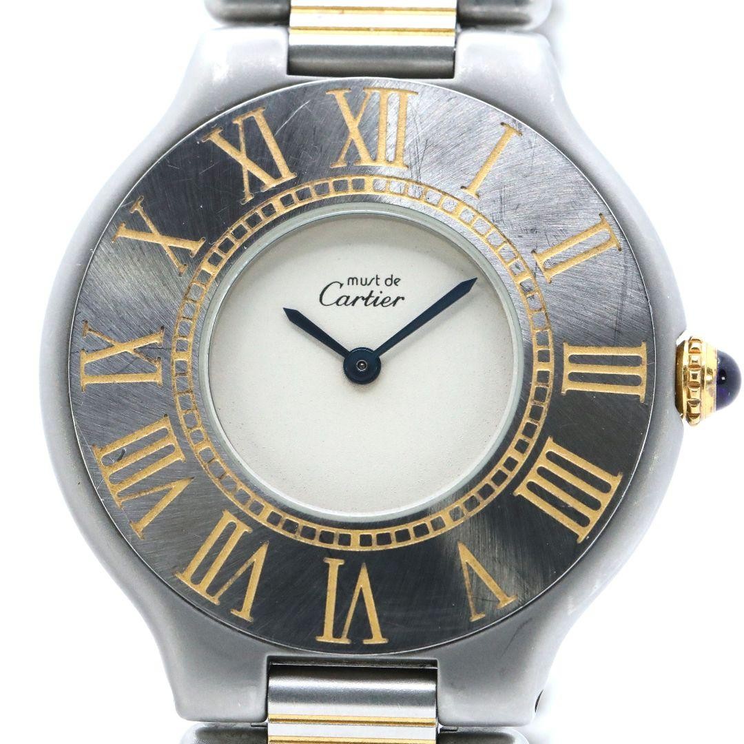 Cartier Must 21 Roman Combi Gold Quartz Wristwatch Boys Japan 071533