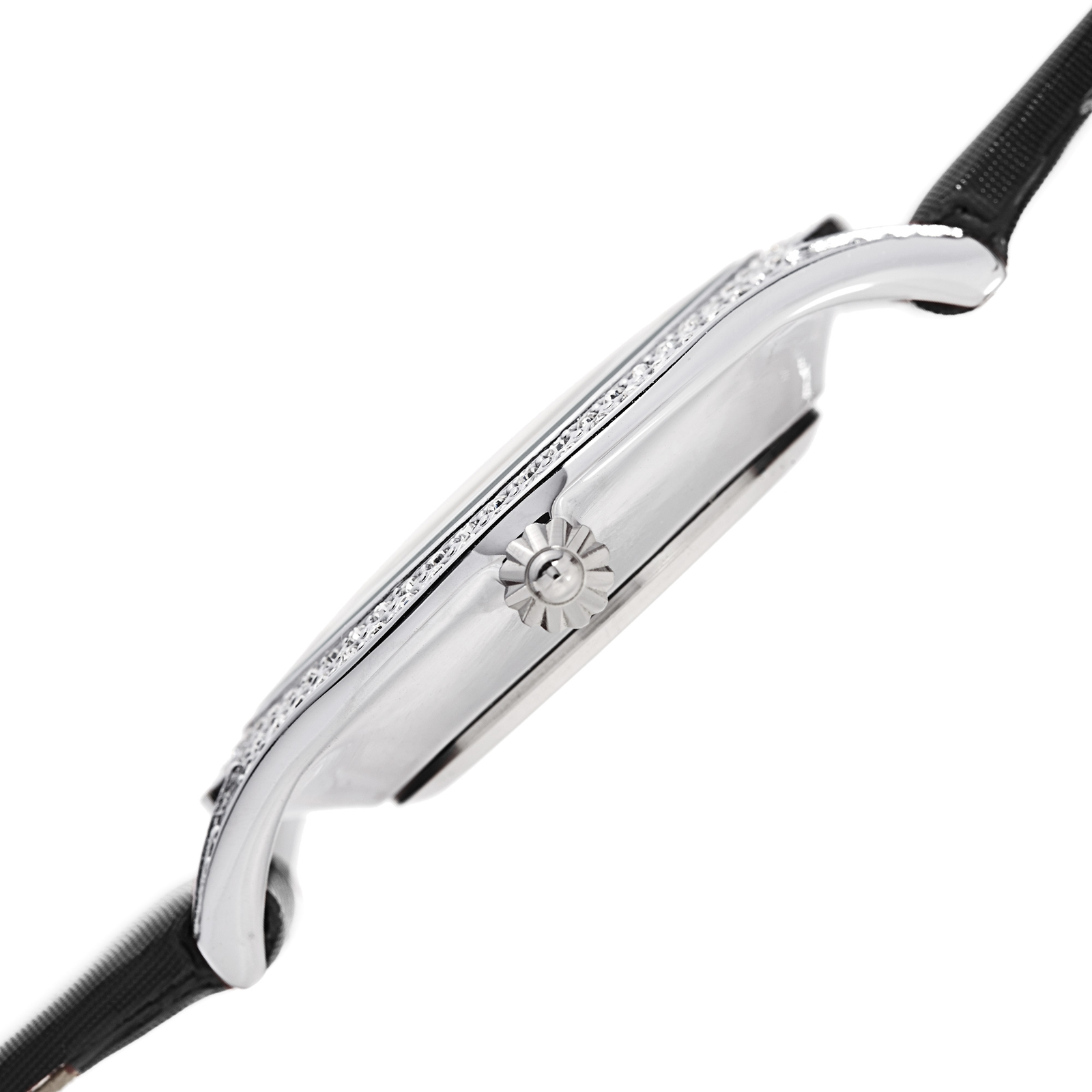 Women’s Akribos XXIV AK896SS Silver-tone Crystal Pave Black Satin Strap Watch