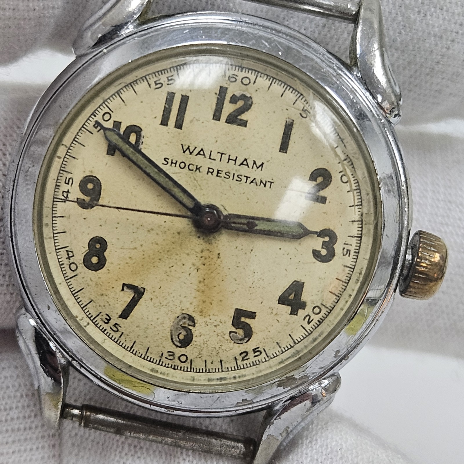 Vintage Men’s Waltham 6/0-D 17 Jewel Military Wrist Watch Running Scarce USA
