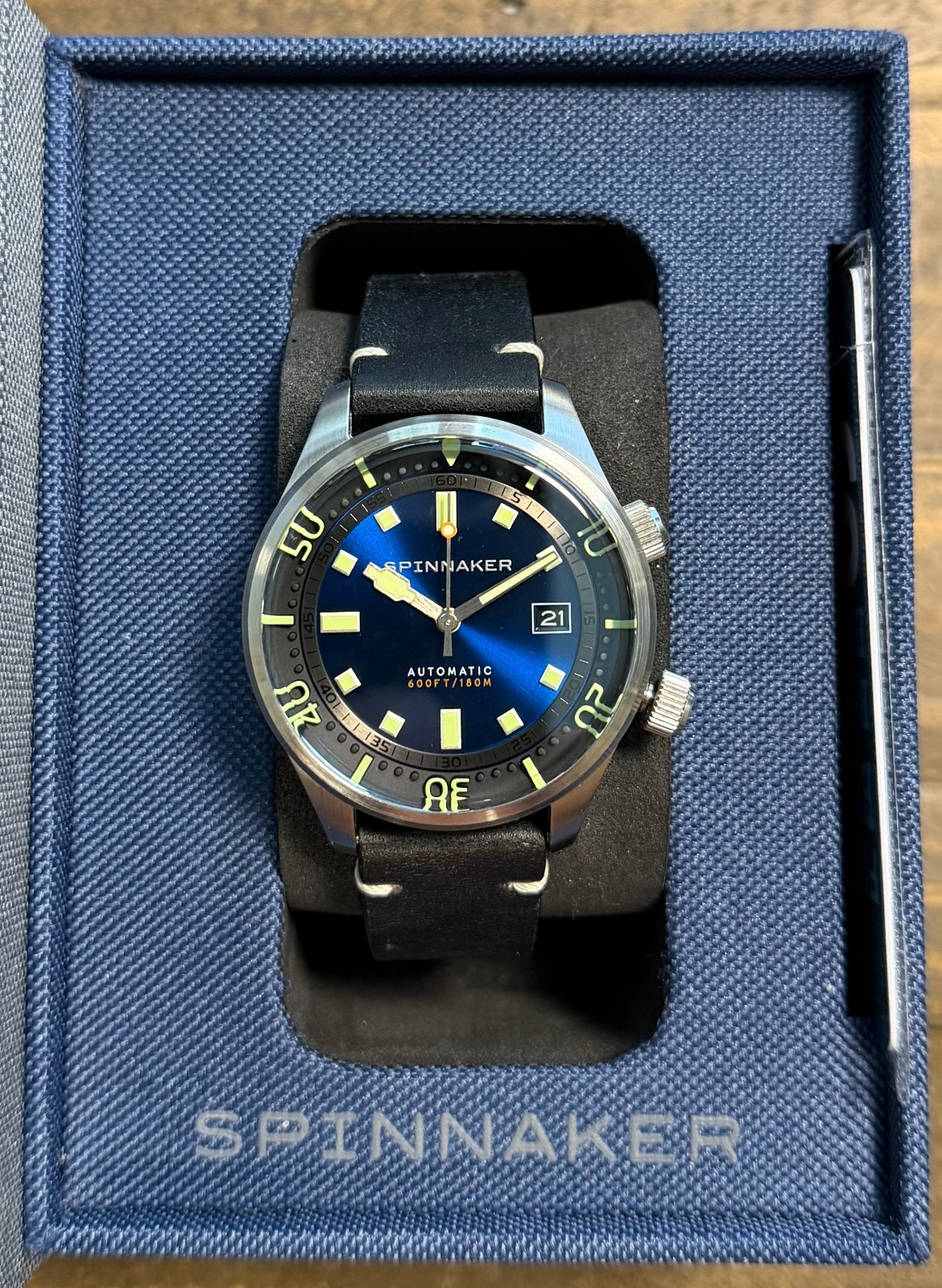 Spinnaker Bradner SP-5062-03 Automatic 42mm Watch Atlantic Blue w/Leather Strap