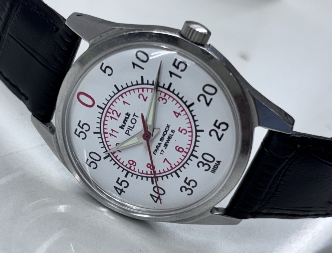 Vintage Refurbished HMT Pilot White 17 Jewels Hand Winding men’s Wrist Watch