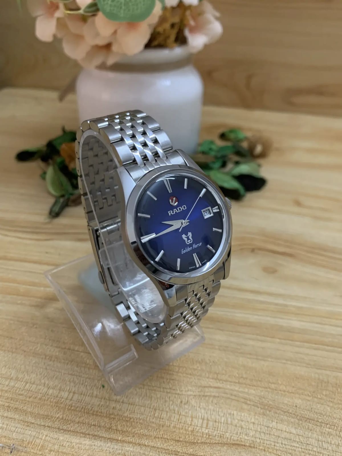 Automatic Rado Golden Horse Men’s Rare Blue Dial Swiss Wristwatch