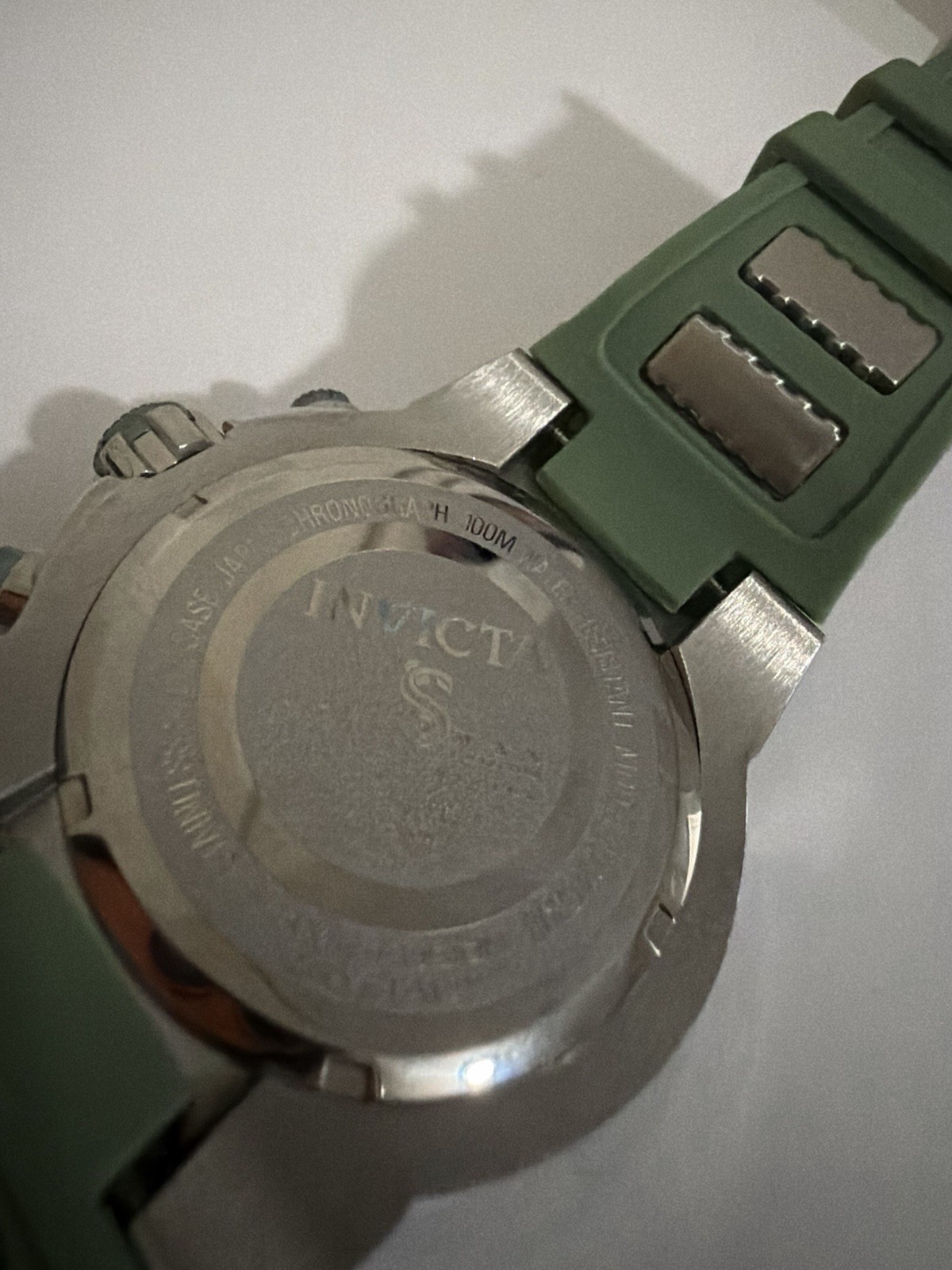Invicta Men’s Quartz Chronograph Date 100m 50mm Black Dial Green Silicone