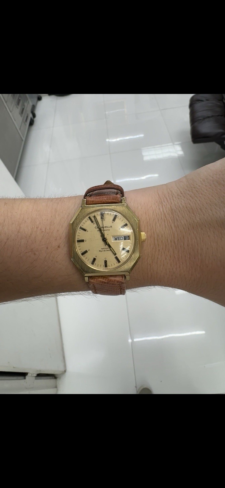 Vintage Caravelle Gold Octagon Champagne Dial 33.5mm Automatic Men’s Watch #156