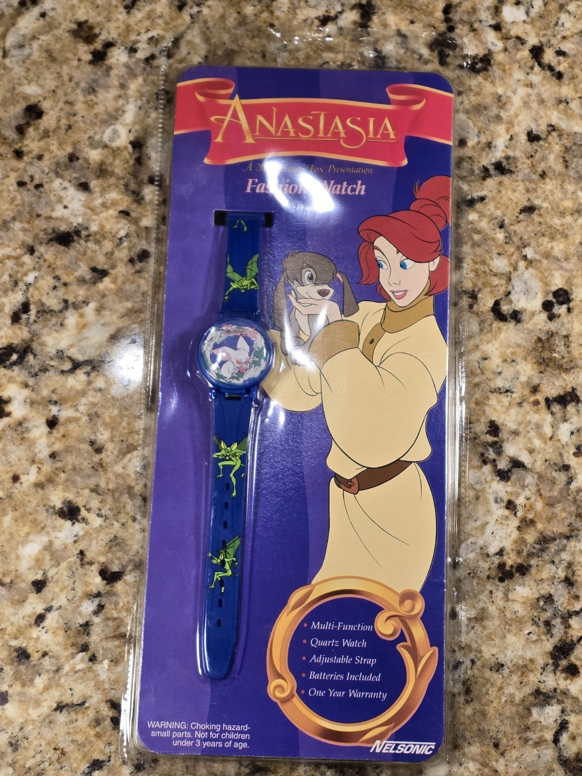 1997 ANASTASIA MOVIE BARTOK THE BAT QUARTZ FASHION WATCH BY NELSONIC RARE VTG