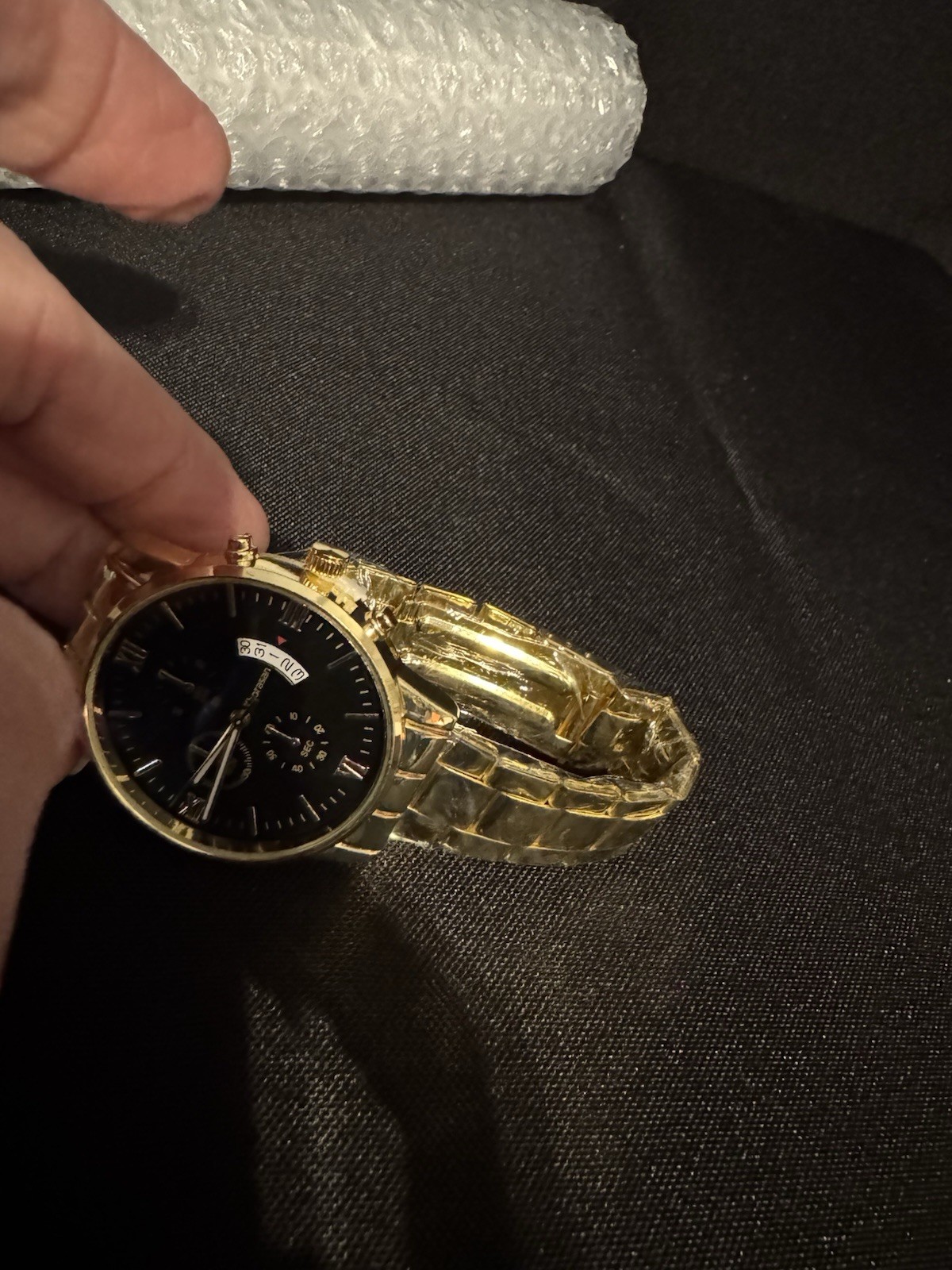 Free Shipping Khorasan Gold Tone Black Dial Dress Watch
