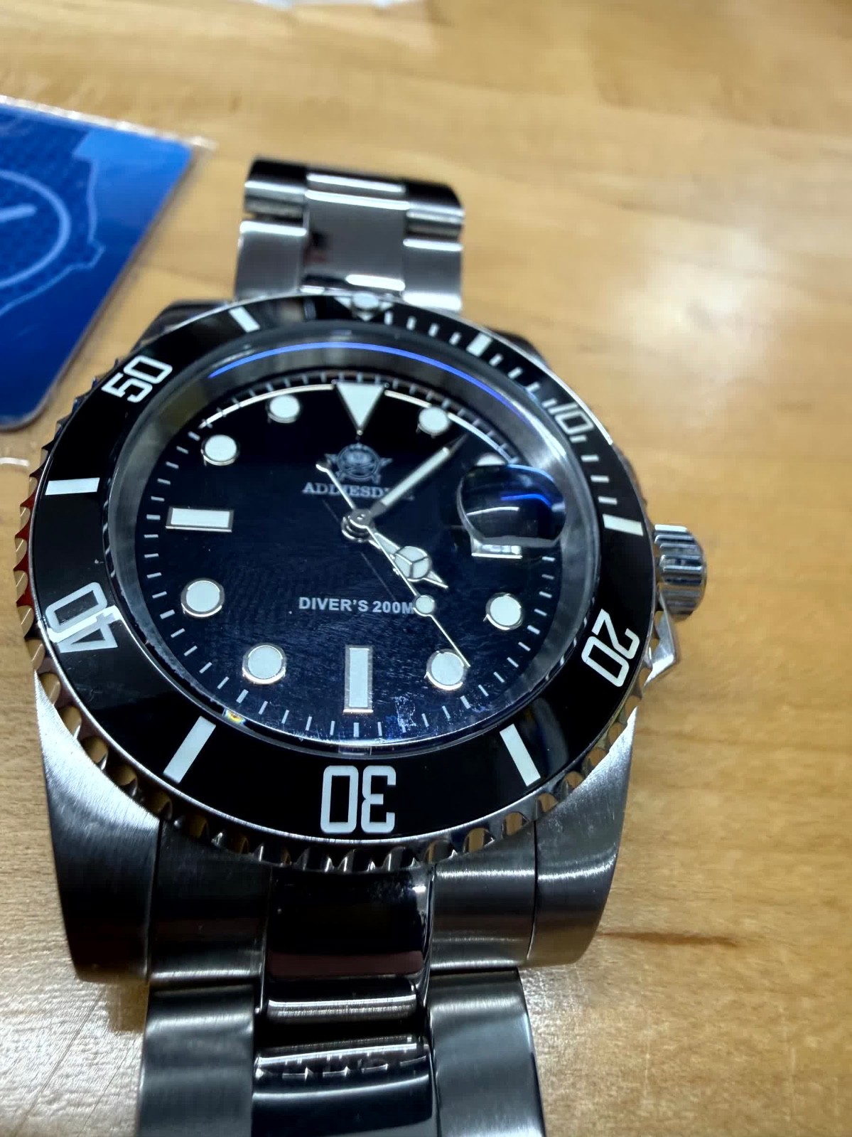ADDIESDIVE ALL STEEL BLACK CERAMIC 41mm QUARTZ WATCH 200m BGW9