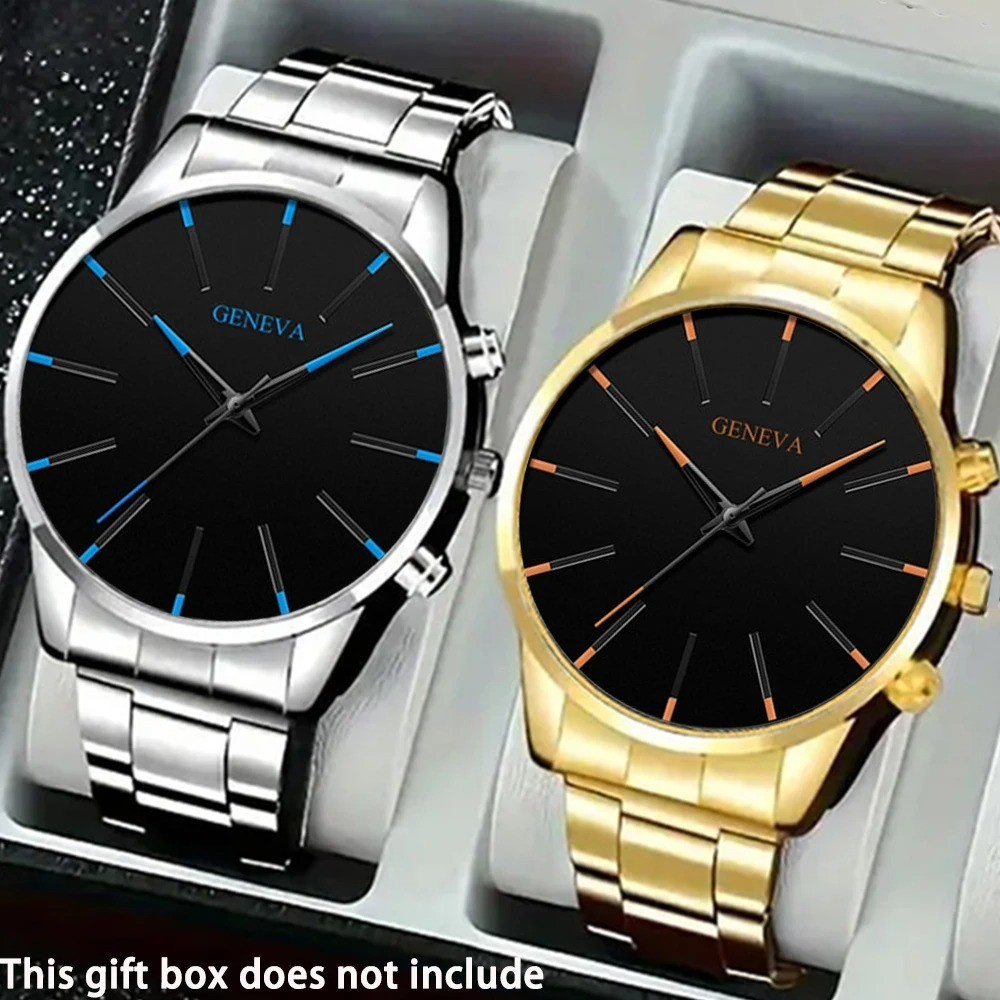 2pcsWaterproof Watch Stainless Steel Quartz Luminous Classic Business Wristwatch