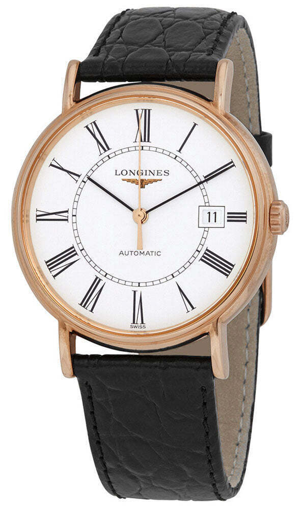 Longines Presence Automatic Rose Gold PVD Leather Date Mens Watch L4.921.1.11.2