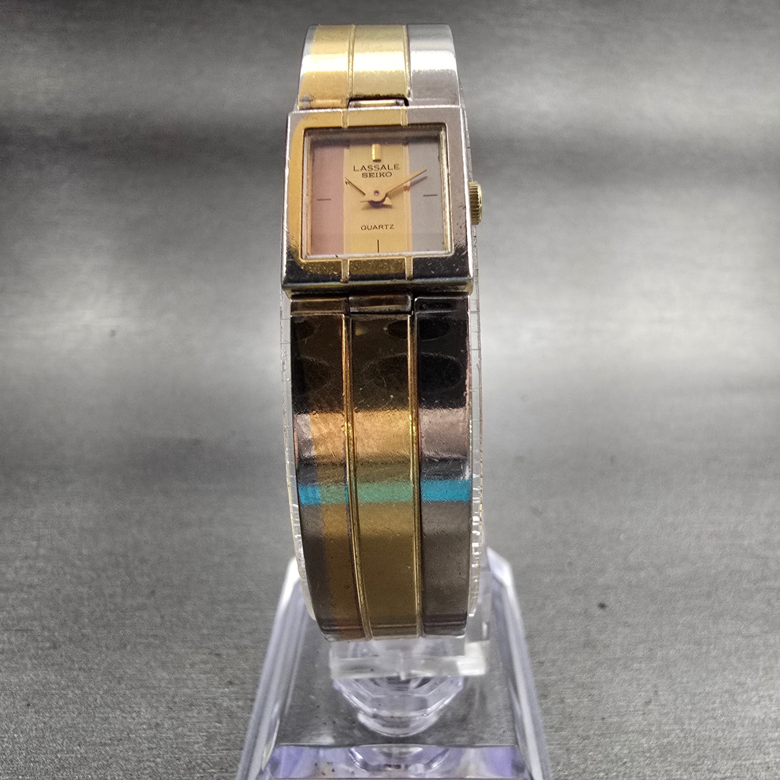 Seiko Lassale Watch Women 13mm Multi Tone Rectangle 1E50-5009 Vintage New Batt