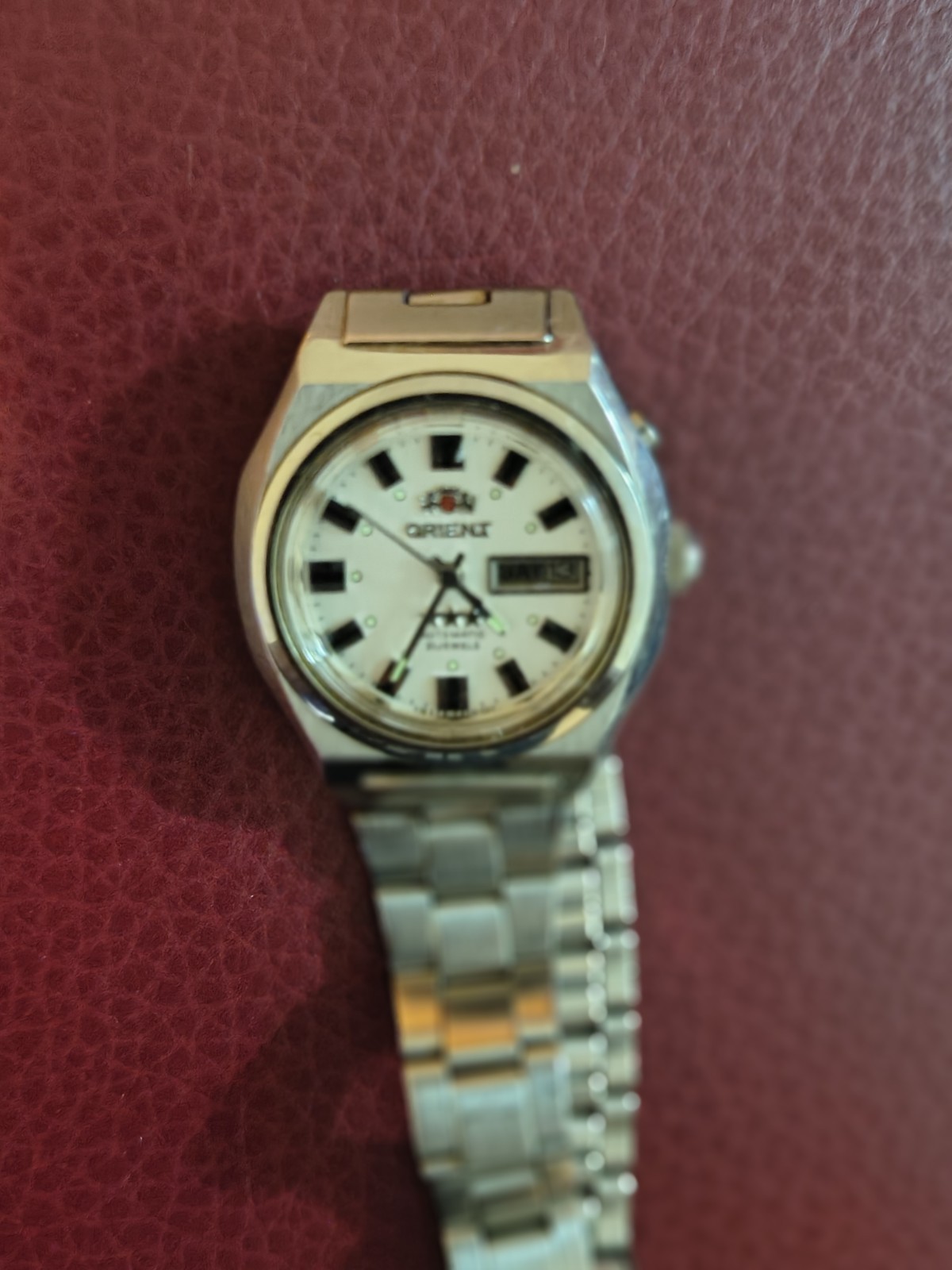 Vintage Orient Tristar 3 Star Automatic Watch Silver White Dial L558-1015