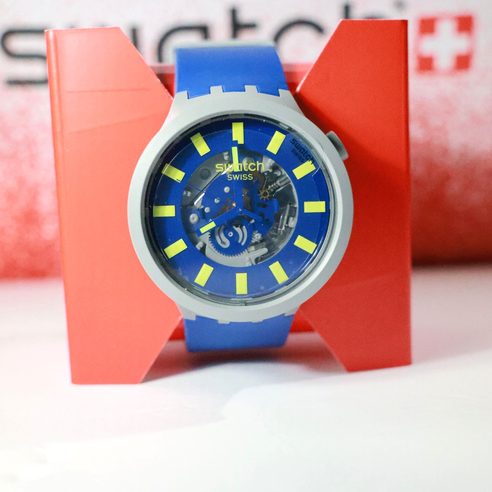 New Swiss Made LIMY SB03M103 Navy Gray Bolt Quartz Big Bold 47MM BIOCERAMIC NEW