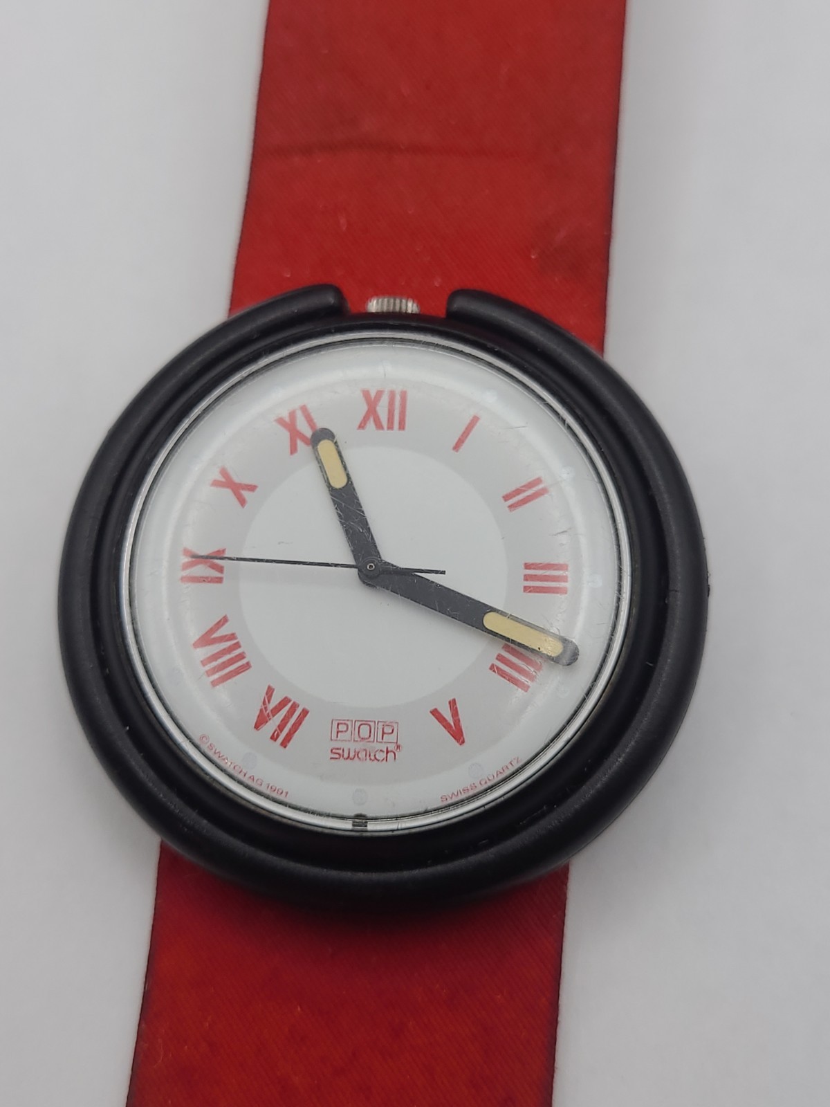 Swiss Made Swatch Pop Watch Red Band New Battery Working