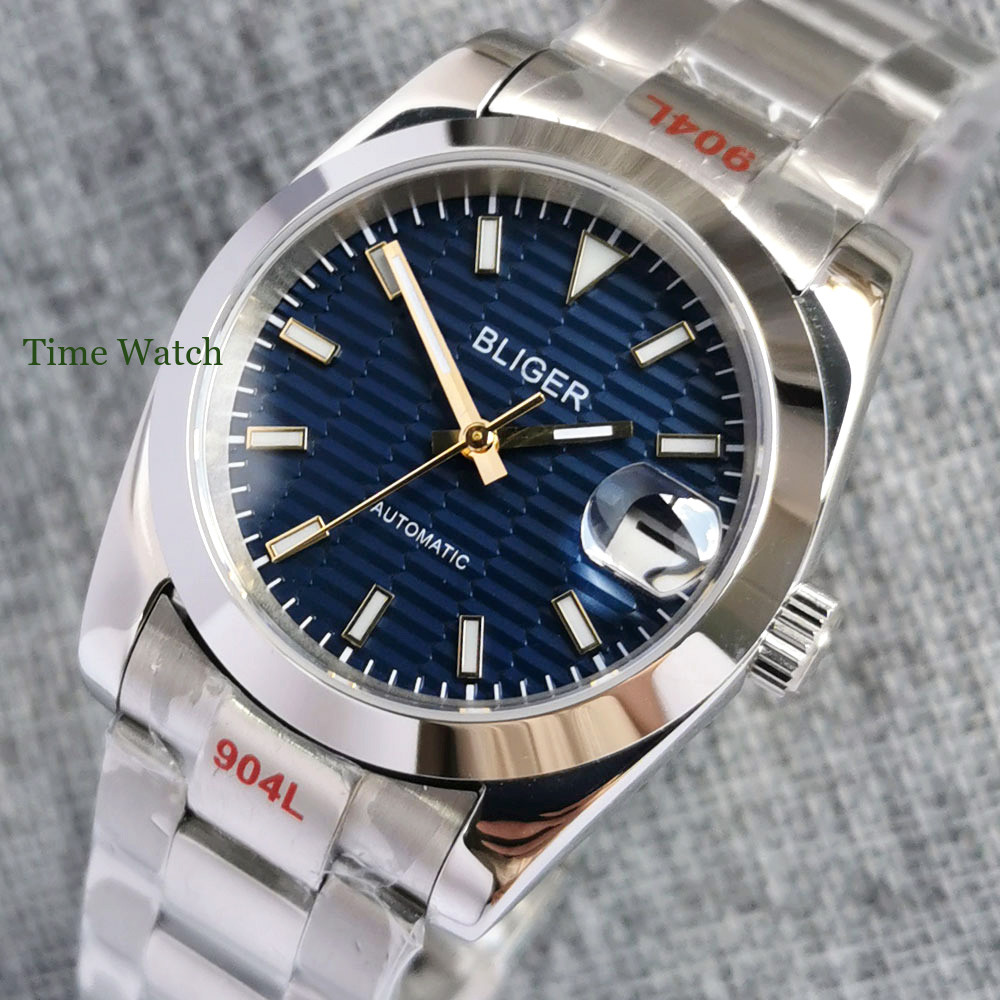 Sapphire NH35 Men’s Automatic Watch Date Blue/White/Yellow 39mm/36mm Jubilee